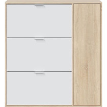 Meuble a chaussure - CLASS - 3 tiroirs abattants et 1 porte - Chene ca