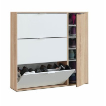 Meuble a chaussure - CLASS - 3 tiroirs abattants et 1 porte - Chene ca