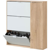 Meuble a chaussure - CLASS - 3 tiroirs abattants et 1 porte - Chene ca