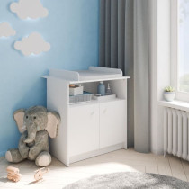 Commode a langer 2 portes, 1 niche - HELICIA - Blanc mat - 79,6 x 70 x