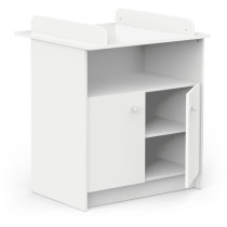 Commode a langer 2 portes, 1 niche - HELICIA - Blanc mat - 79,6 x 70 x