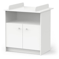 Commode a langer 2 portes, 1 niche - HELICIA - Blanc mat - 79,6 x 70 x
