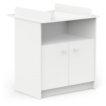 Commode a langer 2 portes, 1 niche - HELICIA - Blanc mat - 79,6 x 70 x