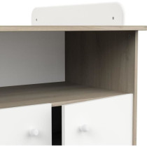 Commode a langer 2 portes, 1 niche - HELICIA - Blanc mat & Chene kronb