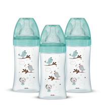 Set of 3 Dodie Anti -Color Biberons Initiation+ - Glass - 270ml - 0-6