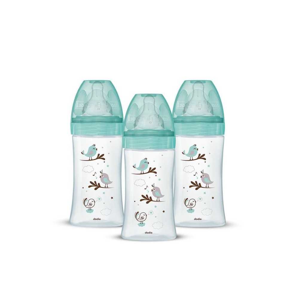 Set of 3 Dodie Anti -Color Biberons Initiation+ - Glass - 270ml - 0-6 Set of 3 Dodie Anti -Color Biberons Initiation+ - Glass - 270ml - 0-6