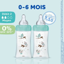 Set of 3 Dodie Anti -Color Biberons Initiation+ - Glass - 270ml - 0-6