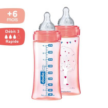 DODIE Lot of 2 anti-colic bottles Initiation + - 330ml - ROSE DANCER -