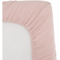 Fitted sheet - DOMIVA - 60x120 cm - Old pink - Cotton gauze
