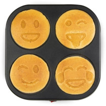 Crépiere Domo - 4 Crepes - Emoji patterns - Anti -adhesive Revetement