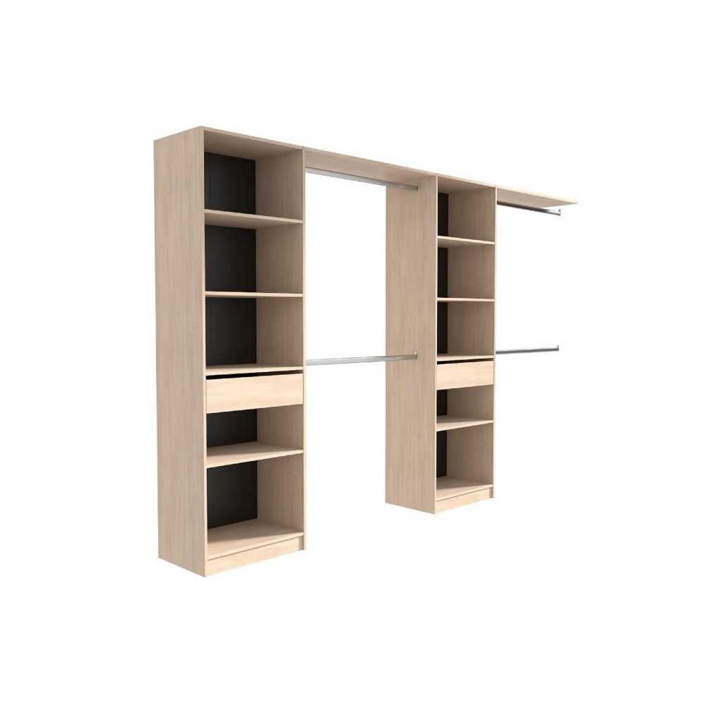 EKIPA Dressing extensible - 2 colonnes avec 2 tiroirs et 10 étageres