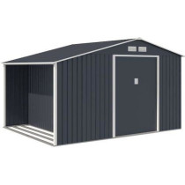 NOVA Abri de jardin en métal et abri bûches 8,72 m² - 342 x 255 x 2