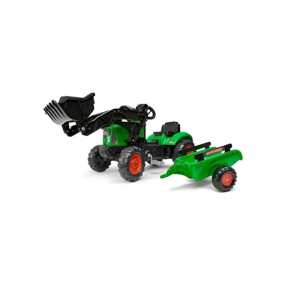 FALK - Supercharger green pedals pedal with opening hood and trailer i