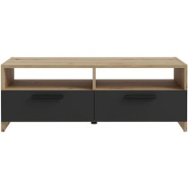 PILVI TV cabinet - Contemporary style - Oak and Black decor - 2 flaps
