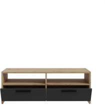 PILVI TV cabinet - Contemporary style - Oak and Black decor - 2 flaps