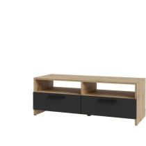 PILVI TV cabinet - Contemporary style - Oak and Black decor - 2 flaps