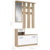 Pili Entrance Load with Scandinavian Mirror Decor Chene et Blanc - L 9