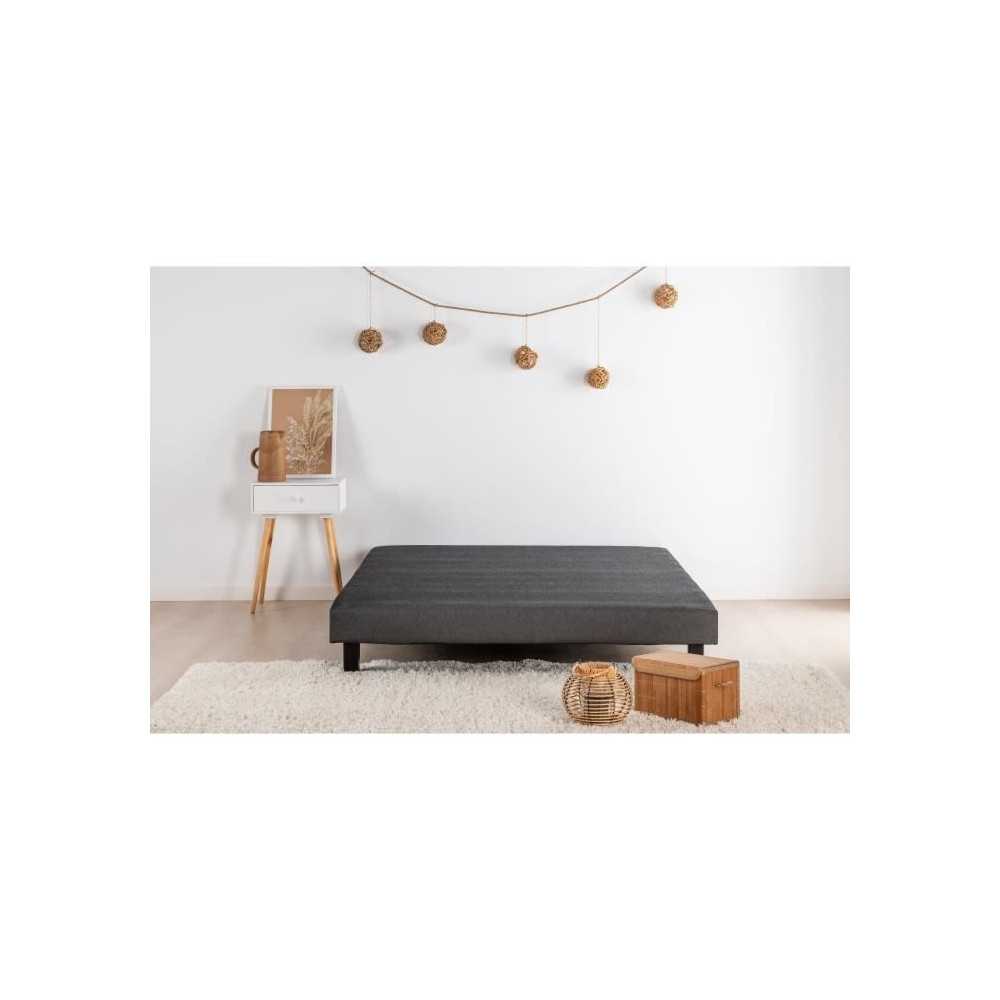 Sommier tapissier a lattes 160 x 200 - Bois massif gris anthracite + p