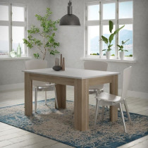 Table a manger PILVI - 4 personnes - Blanc et chene sonoma - L 140 x P