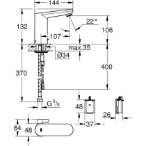 GROHE FAUXT Lavabo De Bain De Bain Infrarouge Get E, adjustable tempto