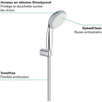 Grohe shower set 1 jet with vitulio go 100 chrome wall support 2619800