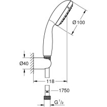 Grohe shower set 1 jet with vitulio go 100 chrome wall support 2619800
