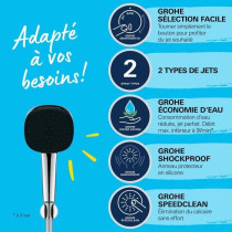 Shower set with 2-jet shower head, holder and hose - GROHE Vitalio Com