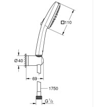 Shower set with 2-jet shower head, holder and hose - GROHE Vitalio Com