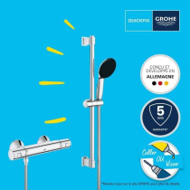 Shower set with thermostatic mixer, 1 jet shower head, 60cm bar and fl