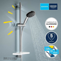 Shower set with 2 jets shower head, 60cm bar, flexible hose and shelf