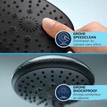 Shower set with 2 jets shower head, 60cm bar, flexible hose and shelf