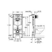 Grohe built support WC Solido 3 in 1, 1.20m, built-in support, double