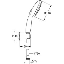 Shower set with 2 jets shower head, holder and hose - GROHE Vitalio St