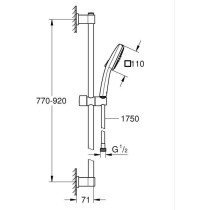 Shower set with 2 jets shower head, 90cm bar and flexible hose - GROHE