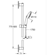 Shower set with 2 jets shower head, 90cm bar and flexible hose - GROHE