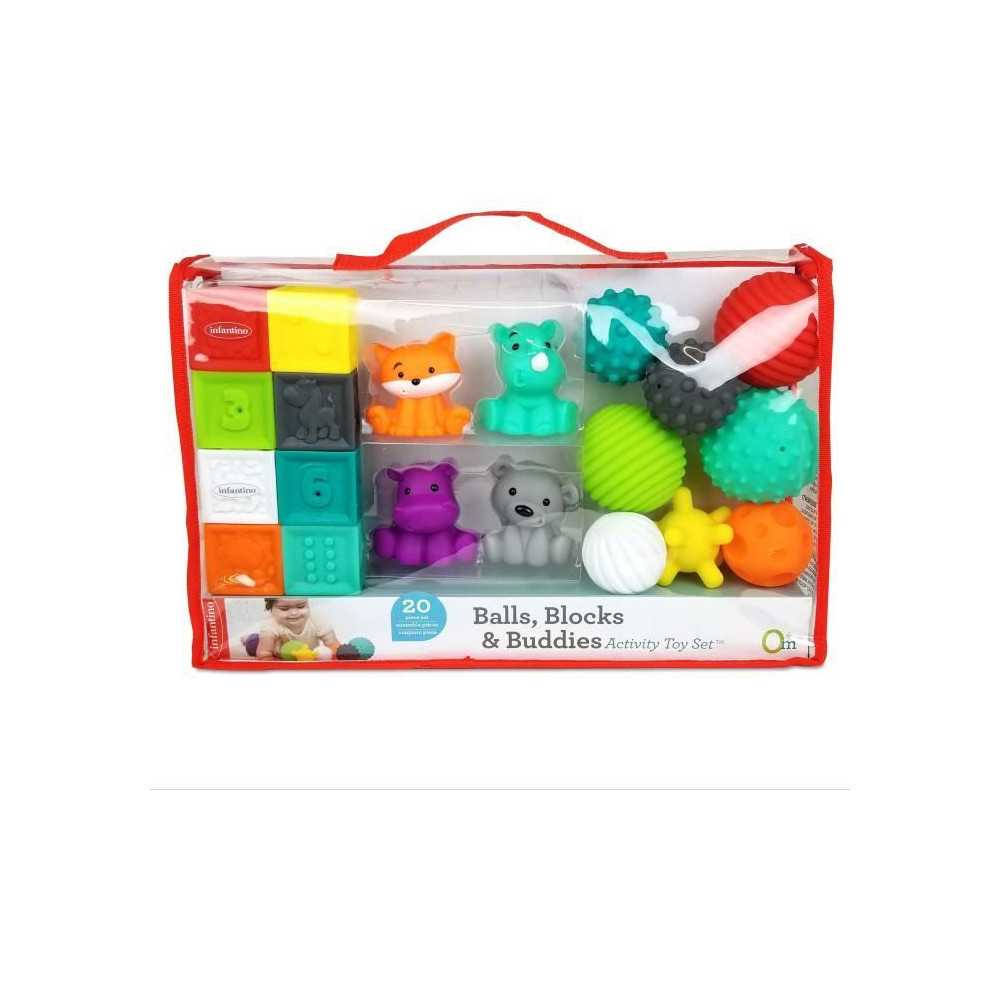 INFANTINO Senso Set of 8 soft balls, 8 sensory cubes and 4 animal spri