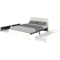 Lit adulte DAVID 160 x 200 cm - 4 tiroirs - Sommier inclus - Simili bl