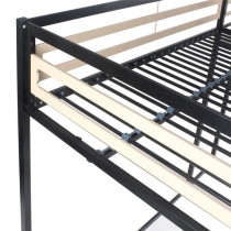 Lit mezzanine LEON - 140x190 cm - Métal noir - Sommier inclus