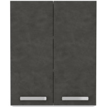 High cabinet with hinged doors - Matt gray - L 60 cm x D 31.6 x H 72 c