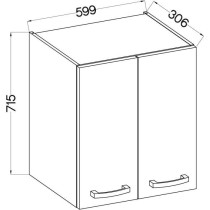 High cabinet with hinged doors - Matt gray - L 60 cm x D 31.6 x H 72 c