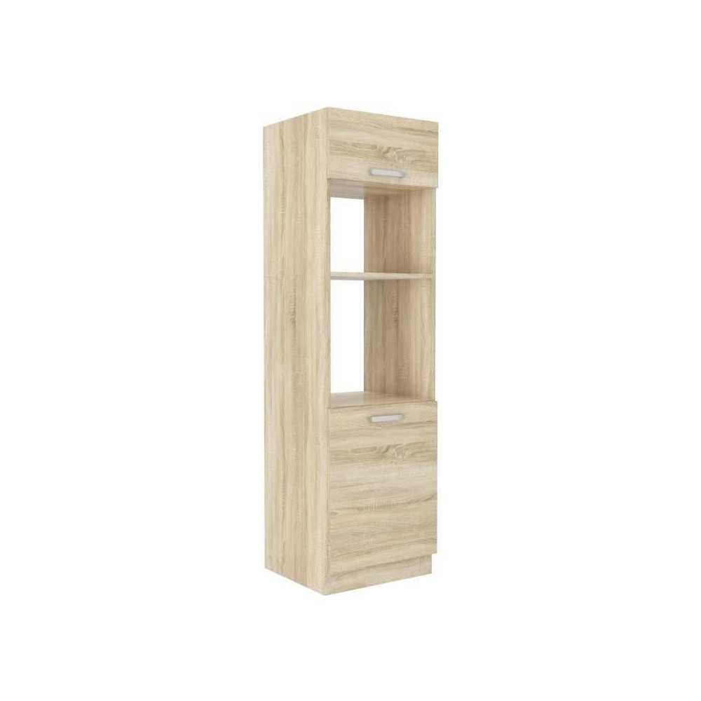 Meuble colonne four 2 portes battantes - Décor chene sonoma - L 60 x