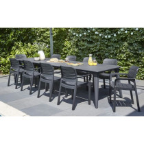 Table de jardin - Rectangulaire - Coloris : gris graphite - En résine