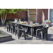 Table de jardin - Rectangulaire - Coloris : gris graphite - En résine