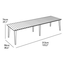 Table de jardin - Rectangulaire - Coloris : gris graphite - En résine