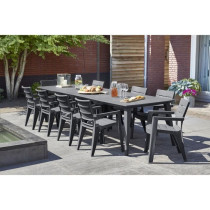 Table de jardin - Rectangulaire - Coloris : gris graphite - En résine