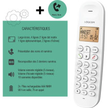 Cordless landline telephone - LOGICOM - DECT ILOA 150 SOLO - White - W