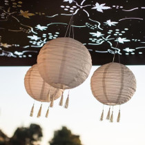 LED solar suspension - LUMISKY - HIMALAYA - Ø30cm - Beige, cream and