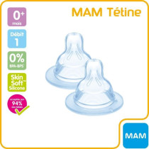 MAM Anatomic teat - Flow rate 1 Slow - Silicone - Set of 2 - Transpare