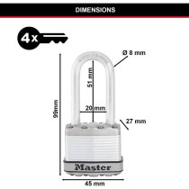 Master Lock Cadenas Excell 3 pcs Steel 45 mm M1Ertrilh