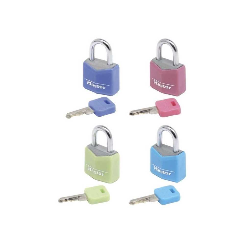 MASTER LOCK Set of 4 padlocks 20mm - Assorted colors - For luggage, su